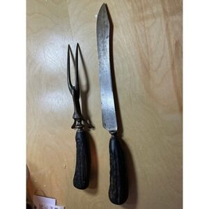 Vintage Stag Handle Carving Set - Putman?